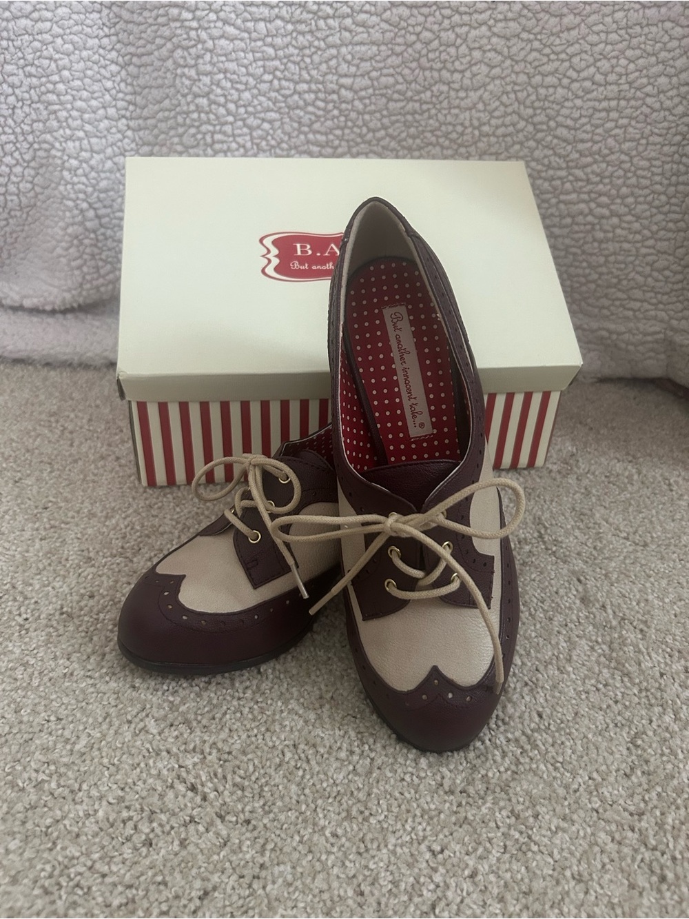 But Another Innocent Tale Two-Tone Brown & Cream Oxford heels